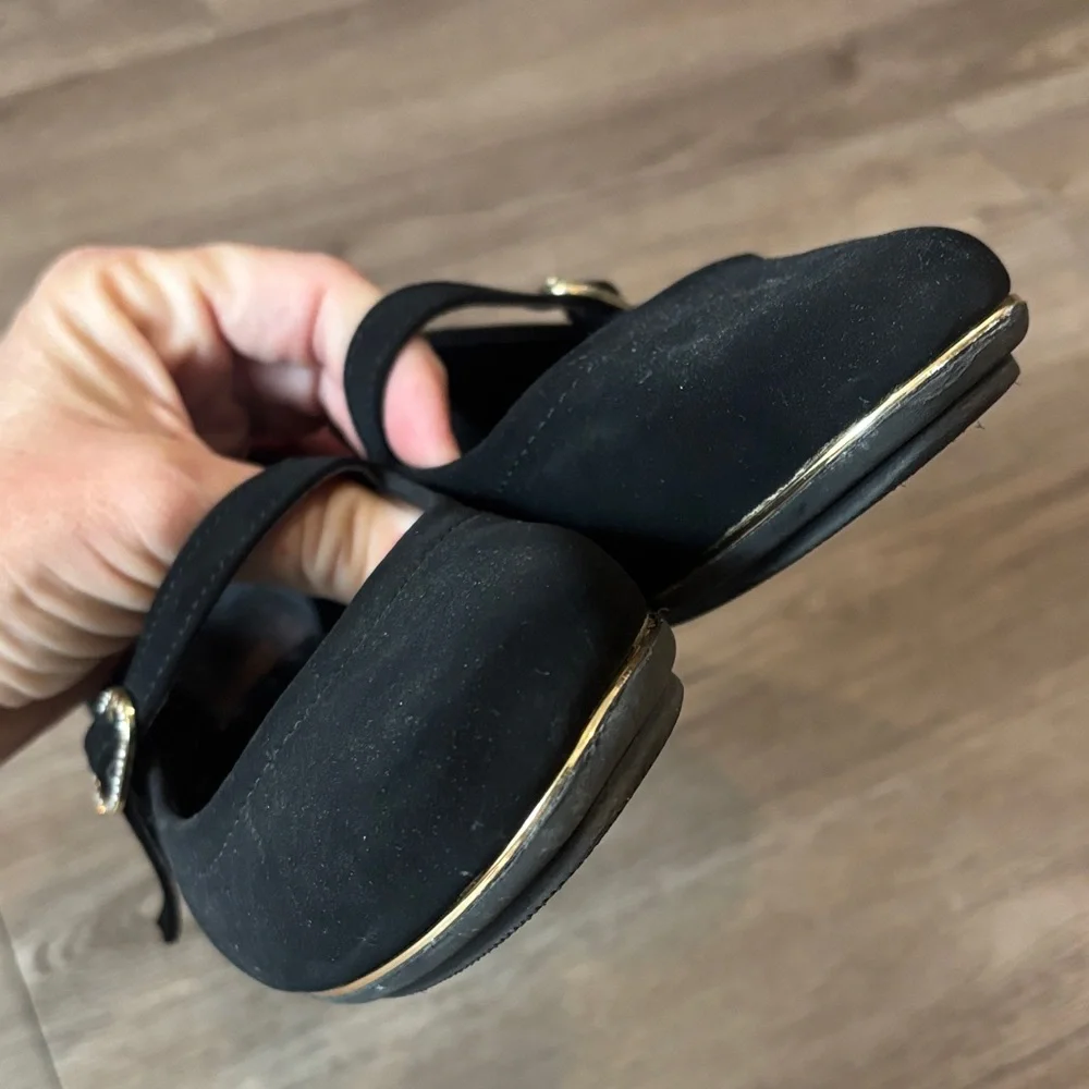 Black Rivet Aoife Girls Mary Jane Black Velvet Flat Strap Dress Shoes